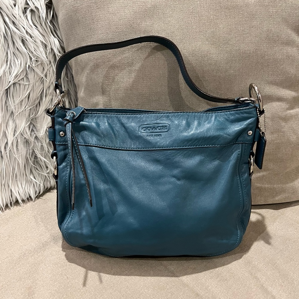 Coach blue leather bag.